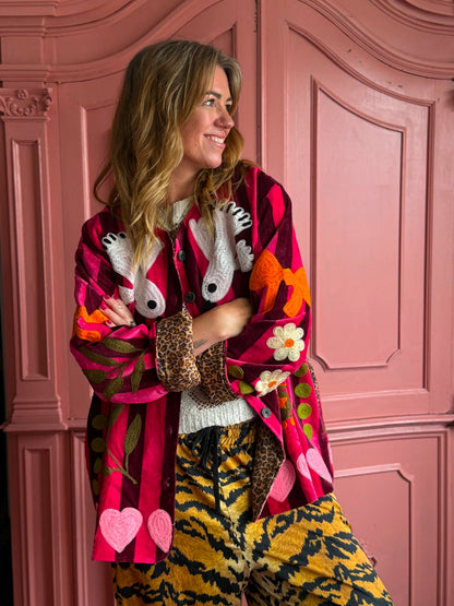 TOUT - Birds Jacket Pink stripes
