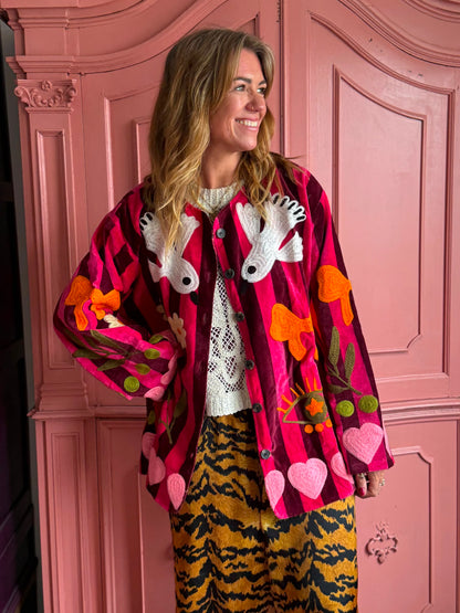 TOUT - Birds Jacket Pink stripes