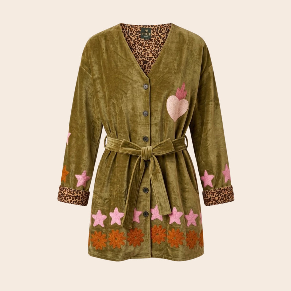 TOUT - Velvet Kimono medium long Green