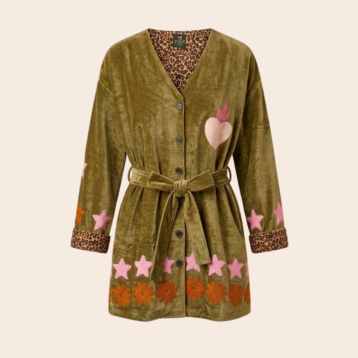 TOUT - Velvet Kimono medium long Green