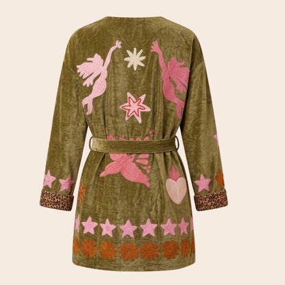 TOUT - Velvet Kimono medium long Green