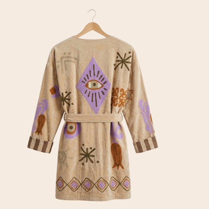 TOUT - Velvet Kimono medium long Beige