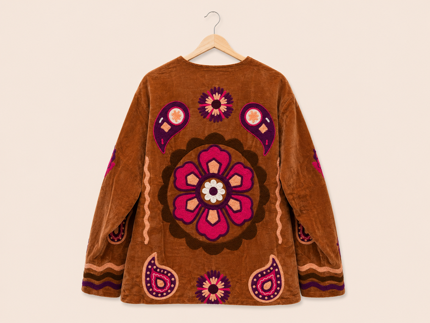 TOUT - Brown Velvet Jacket Flower