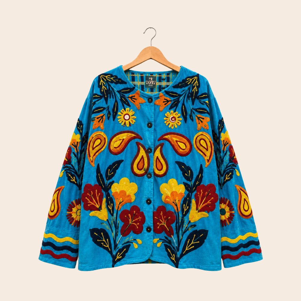 TOUT - Blue Velvet Jacket Flower