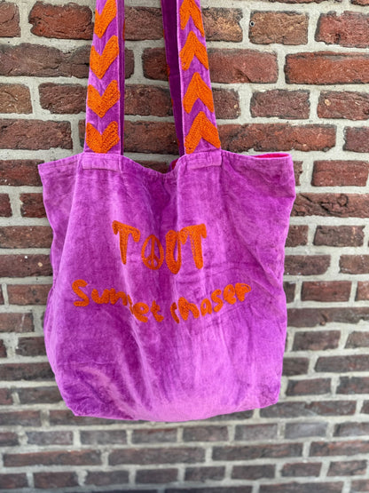 TOUT - Velvet embroidery "Sunsetchaser" tas - All season - one size