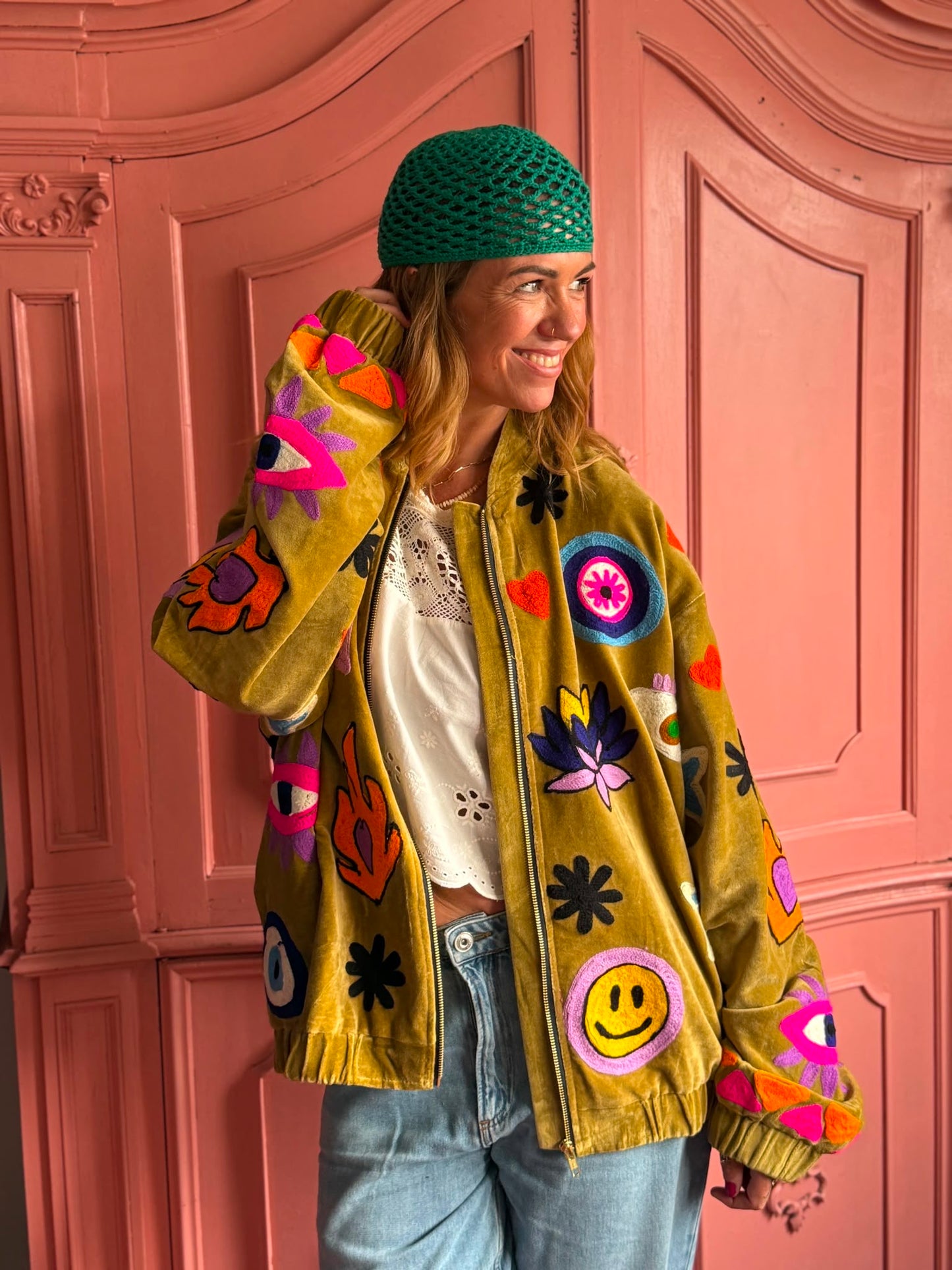 TOUT - Liv Bomber Velvet Olijfgroen UNISEX Oversized
