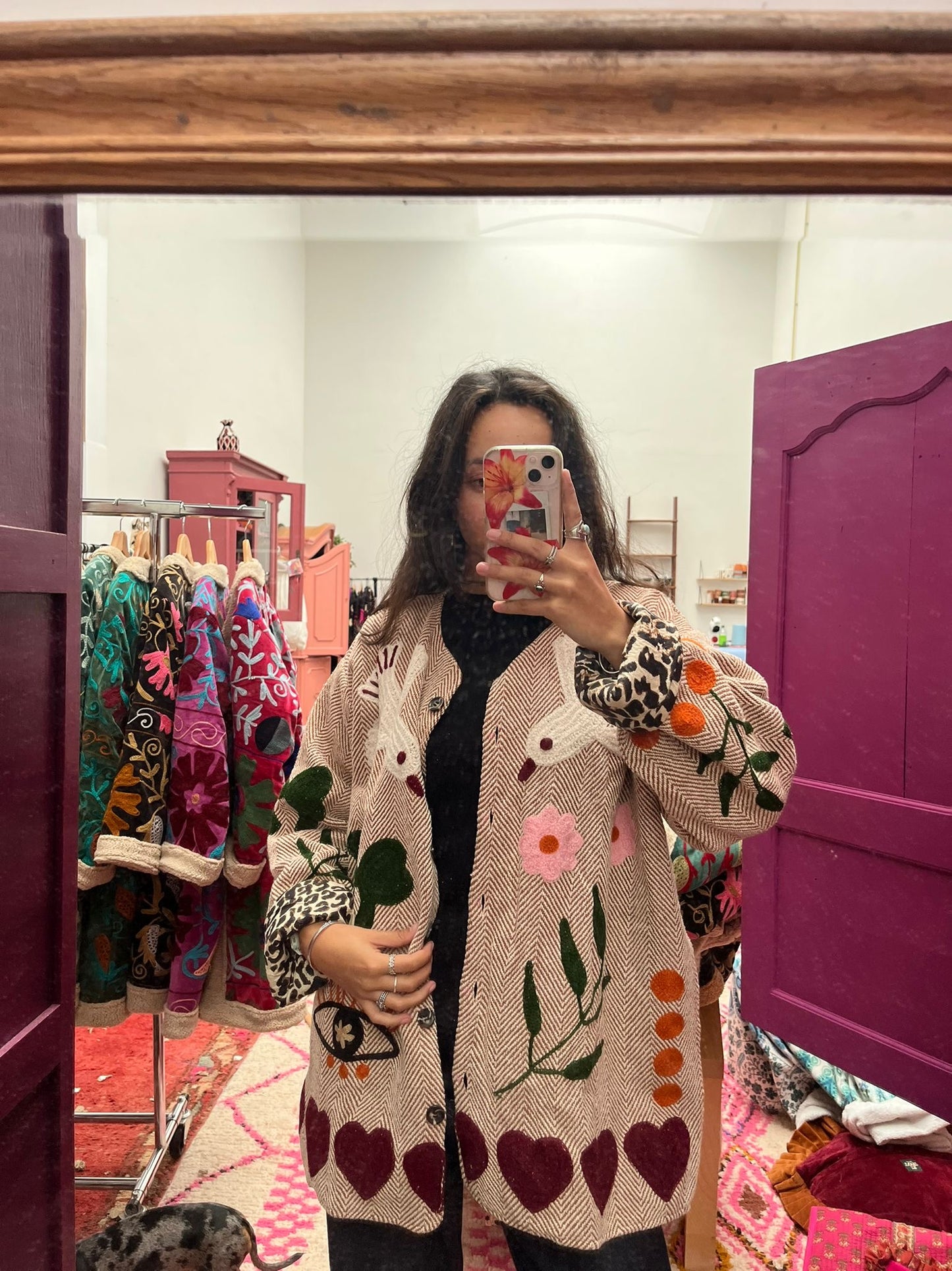 Tweed embroidery jacket birds