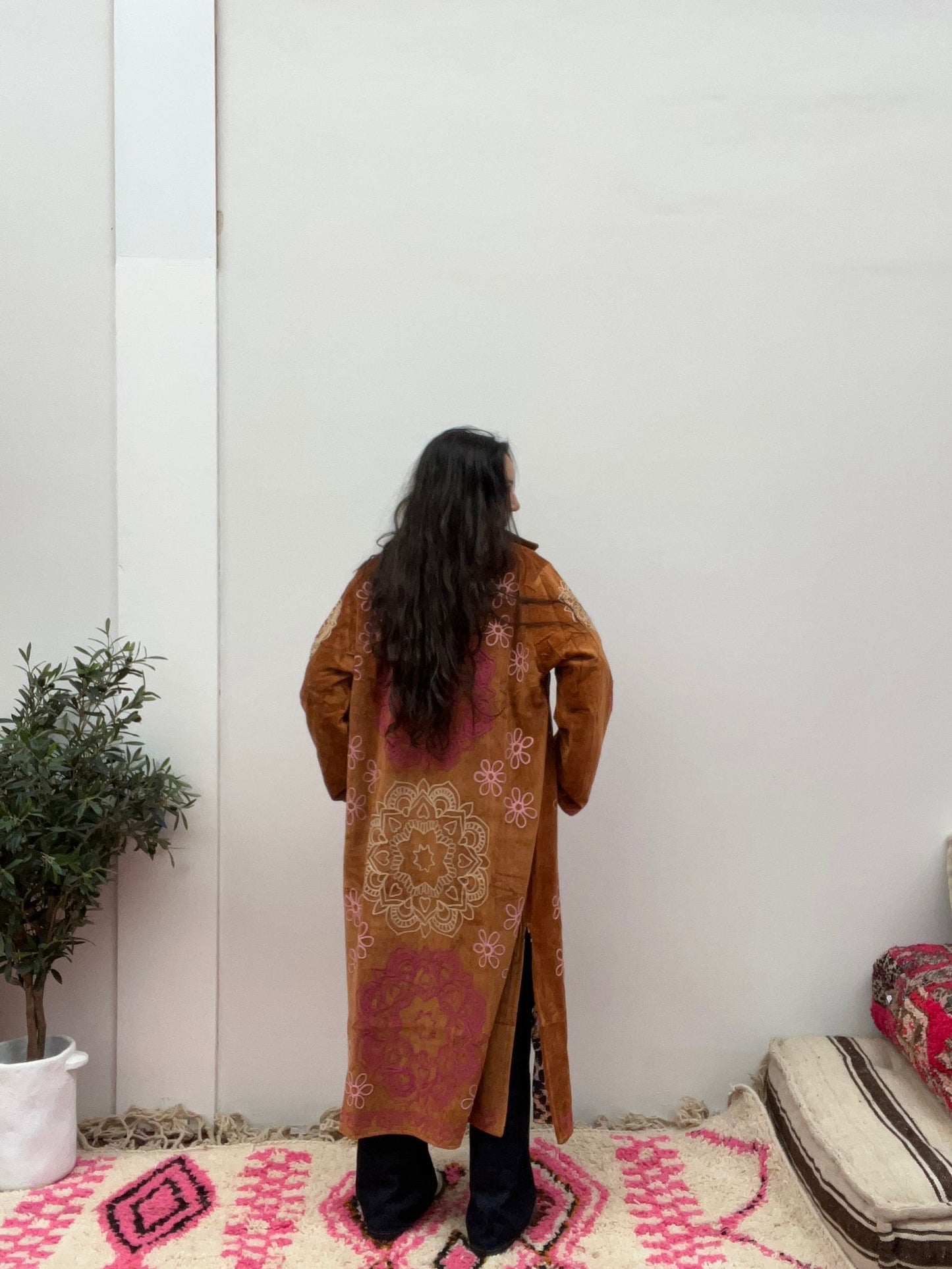 Long velvet Embroidery jas mandala