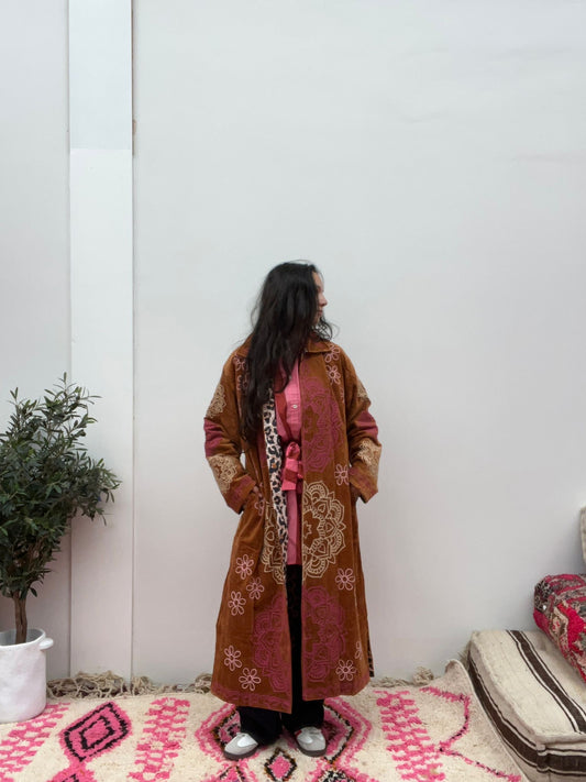 Long velvet Embroidery jas mandala