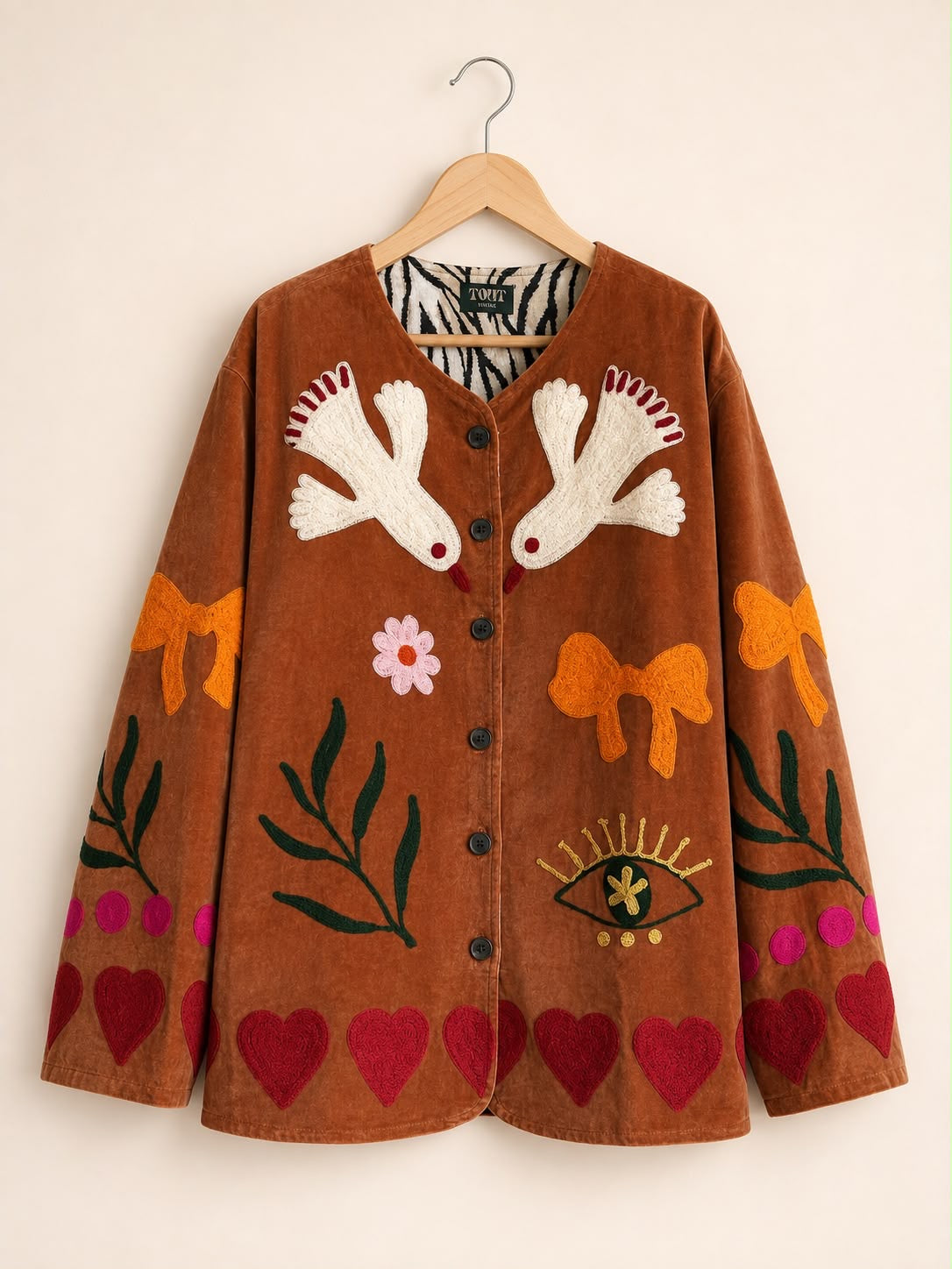 TOUT - Birds Jacket Velvet Roest