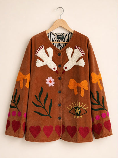 TOUT - Birds Jacket Velvet Roest