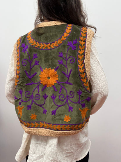 TOUT - Velvet gilet teddy PURPLE ORANGE - All season - free size (34-44)