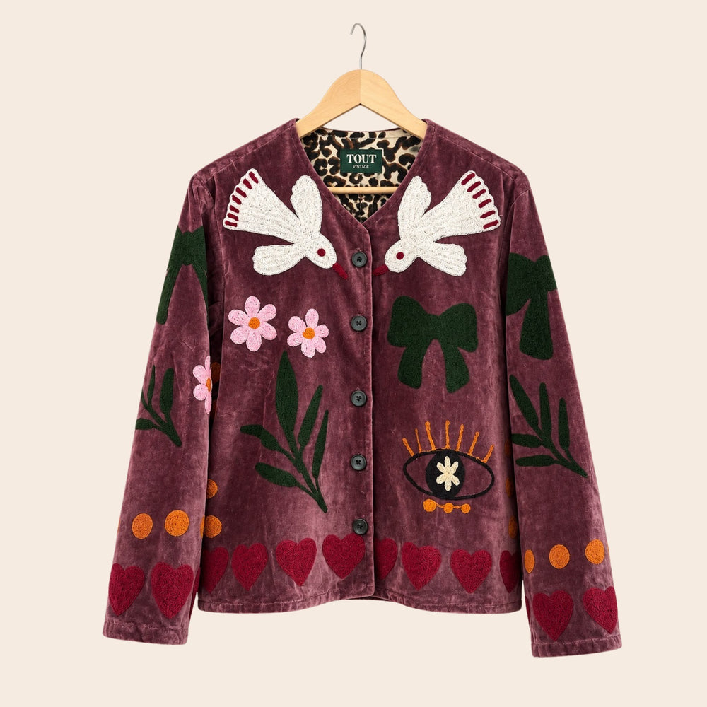 TOUT - Birds Jacket Velvet Aubergine