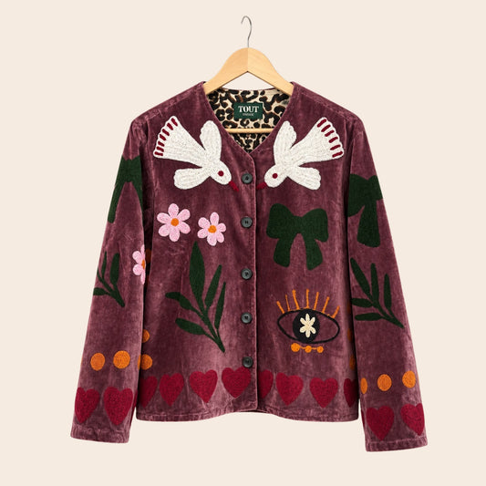 TOUT - Birds Jacket Velvet Aubergine
